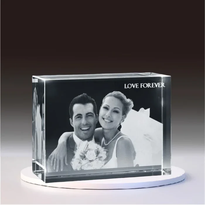 mycrystalgift 3D photo customized crystal gift cube wedding horizontal version